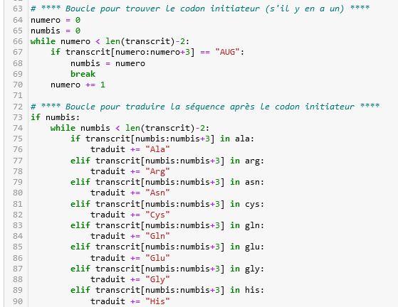 Boucles de début de la traduction