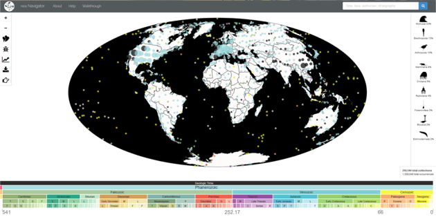 Interface de visualisation de données de la palobiology data base